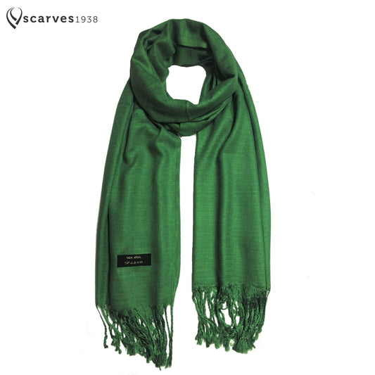 Natural Green Raw Silk Scarf For Her