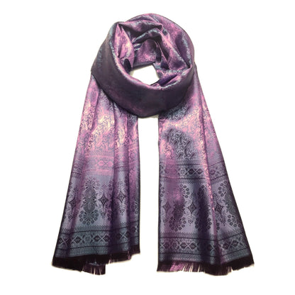 Antique Pink Purple Silk Scarf For Her