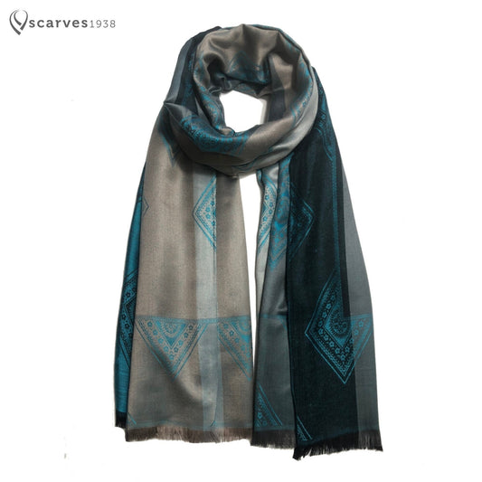 Cashmere Native Scarf Geometric Silky Reversible Ladies