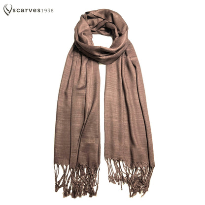 Natural Brown Raw Silk Scarf For Her