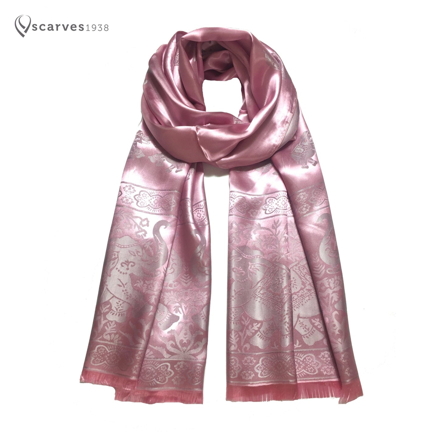 Pink Silk Scarf Long Wrap For Her