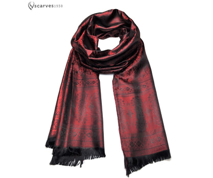 Red Silk Scarf For Her Gifts Paisley