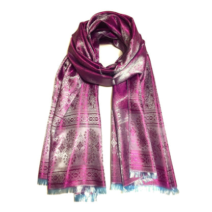 Silk Scarf For Her Paisley Fuchsia Gypsy