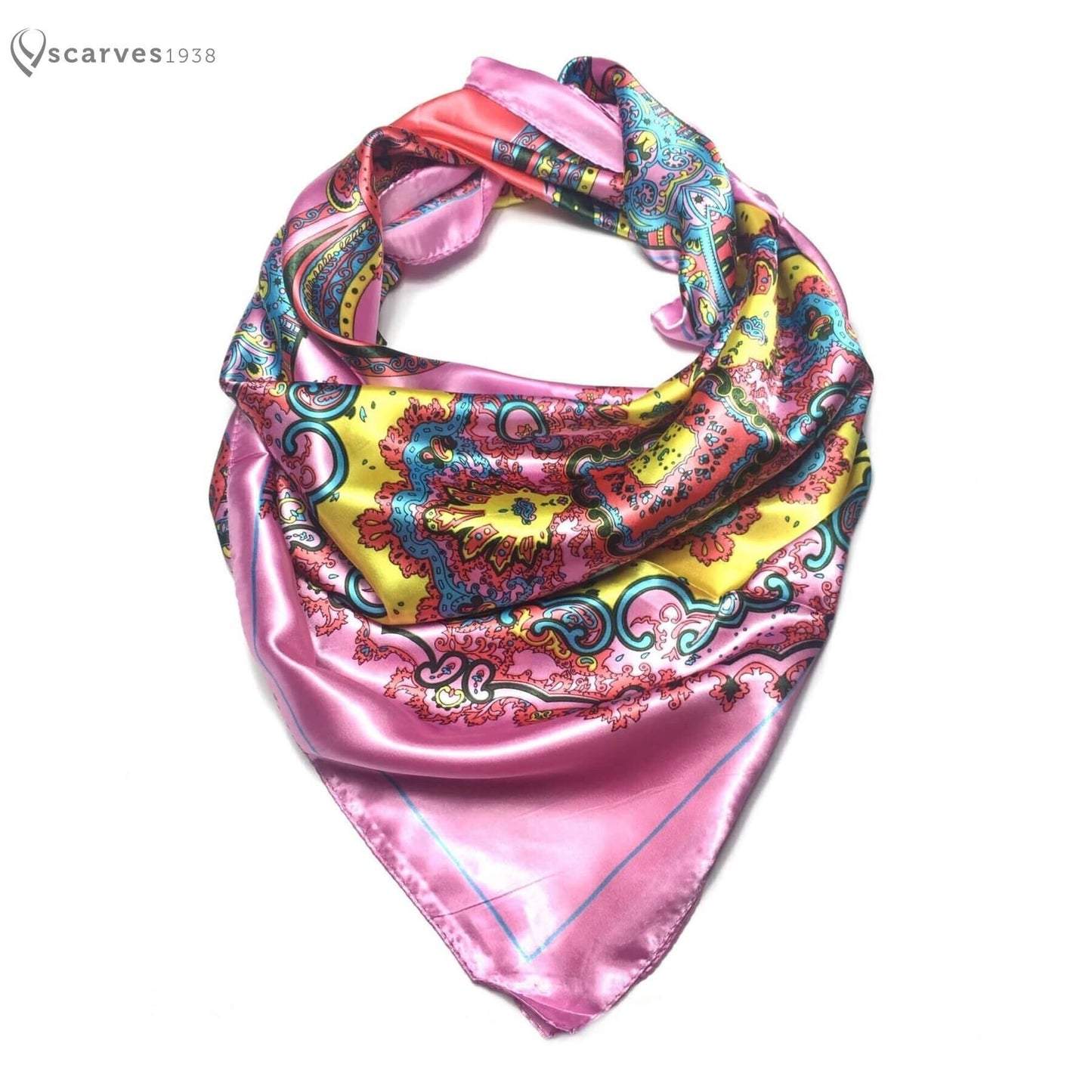 Pink Satin Scarf Square Wrap Silky Bandana