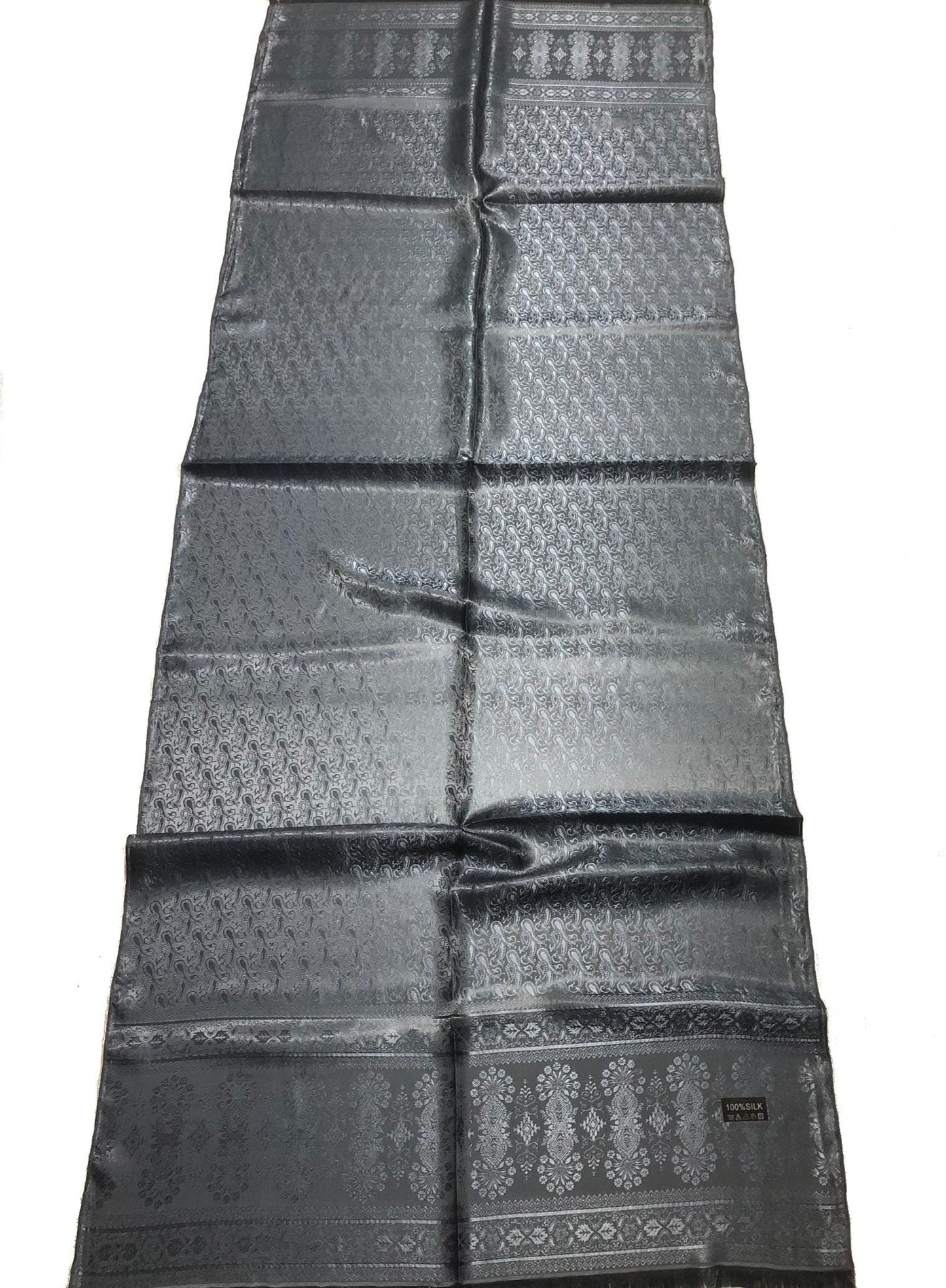 Gray Shiny Silk Scarf For Her Reversible
