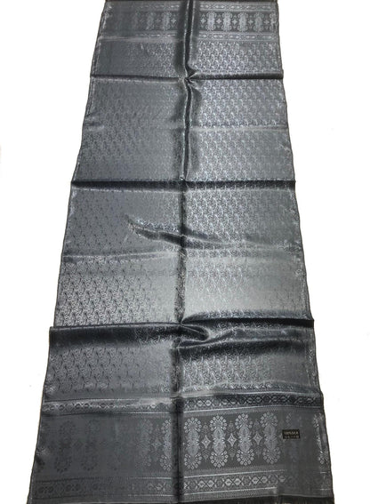Gray Shiny Silk Scarf For Her Reversible