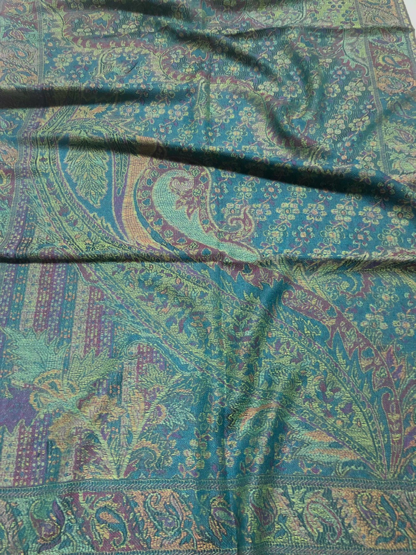 Green Deep Aubergine Pashmina Scarf Woman