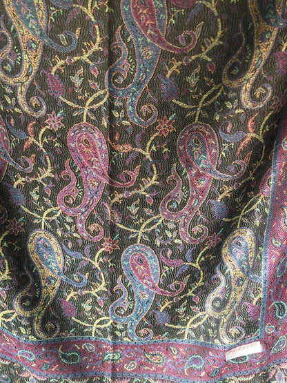 Pashmina Scarf Paisley Black Cashmere Wrap
