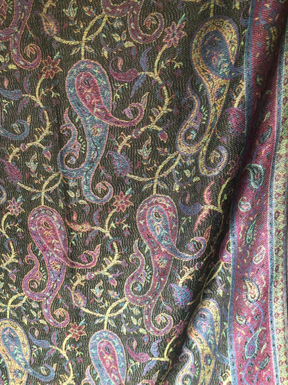 Pashmina Scarf Paisley Black Cashmere Wrap