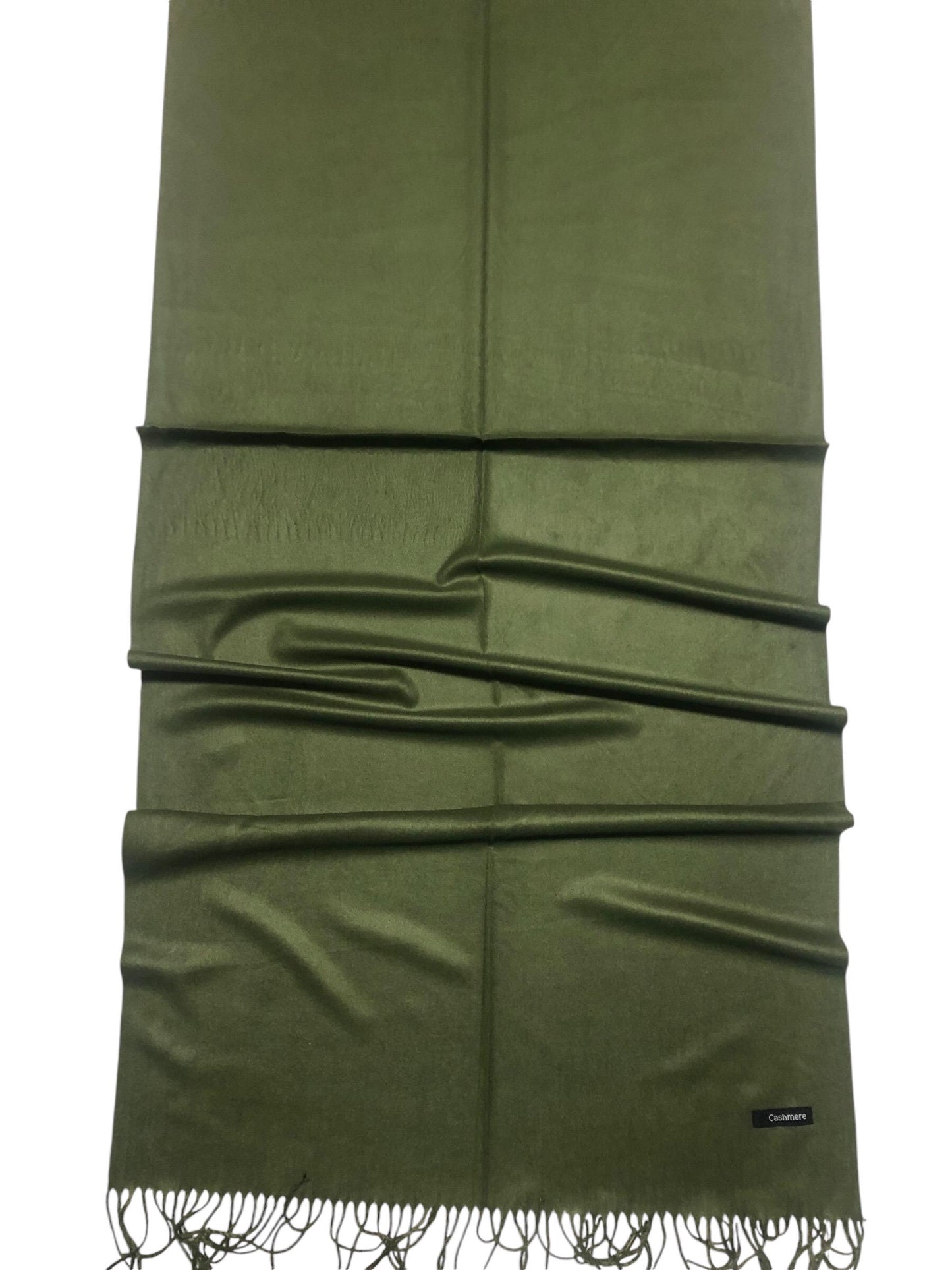 Green Military Cashmere Scarf Hair Wrap Natural