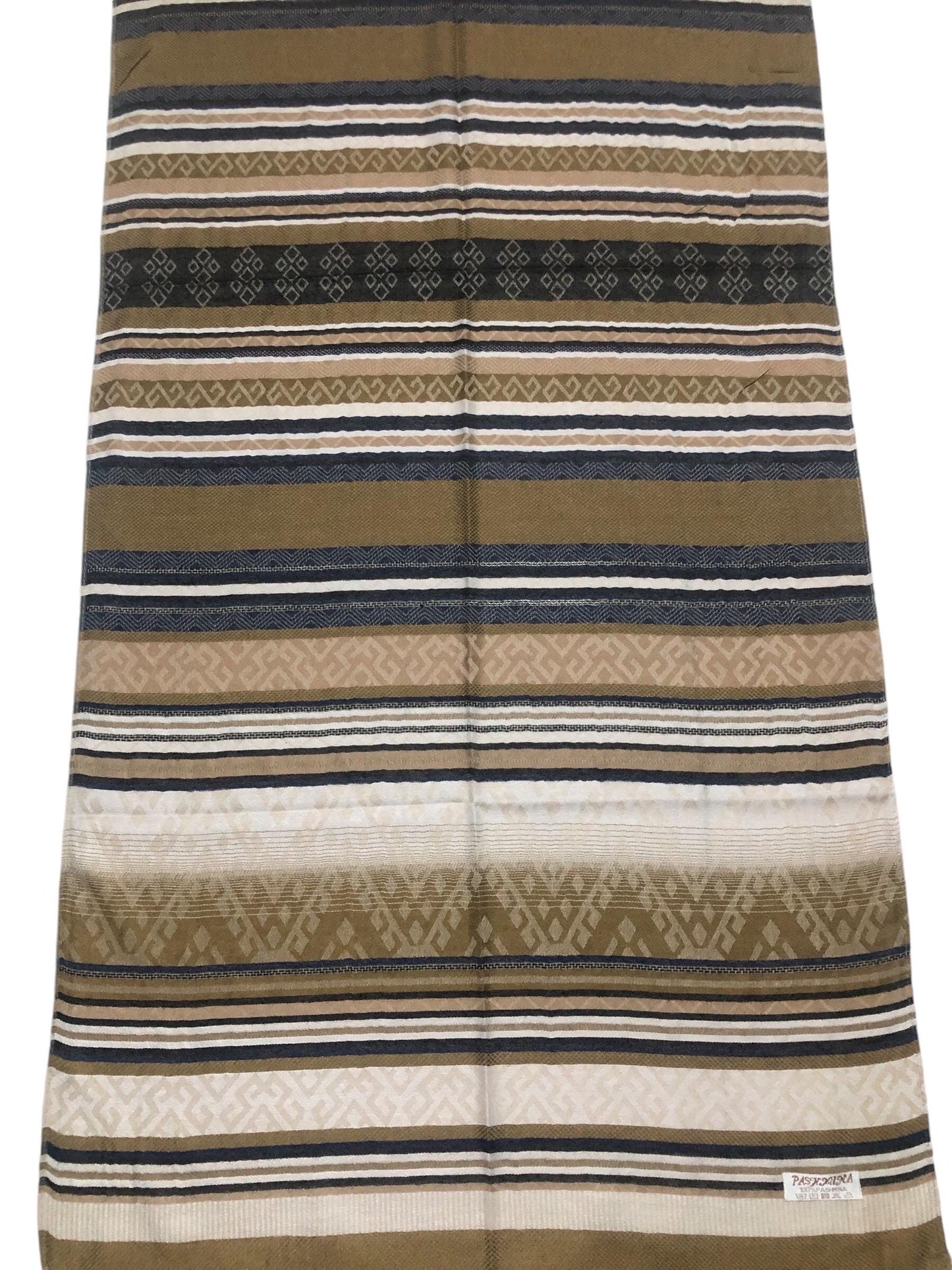 Sand Tribal Pashmina Brown Scarf Striped Pattern