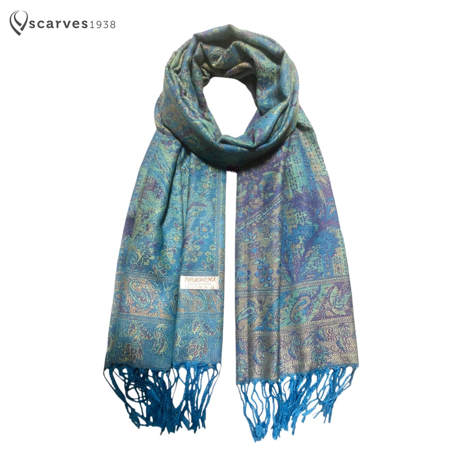 Green And Blue Pashmina Scarf Nature Wedding