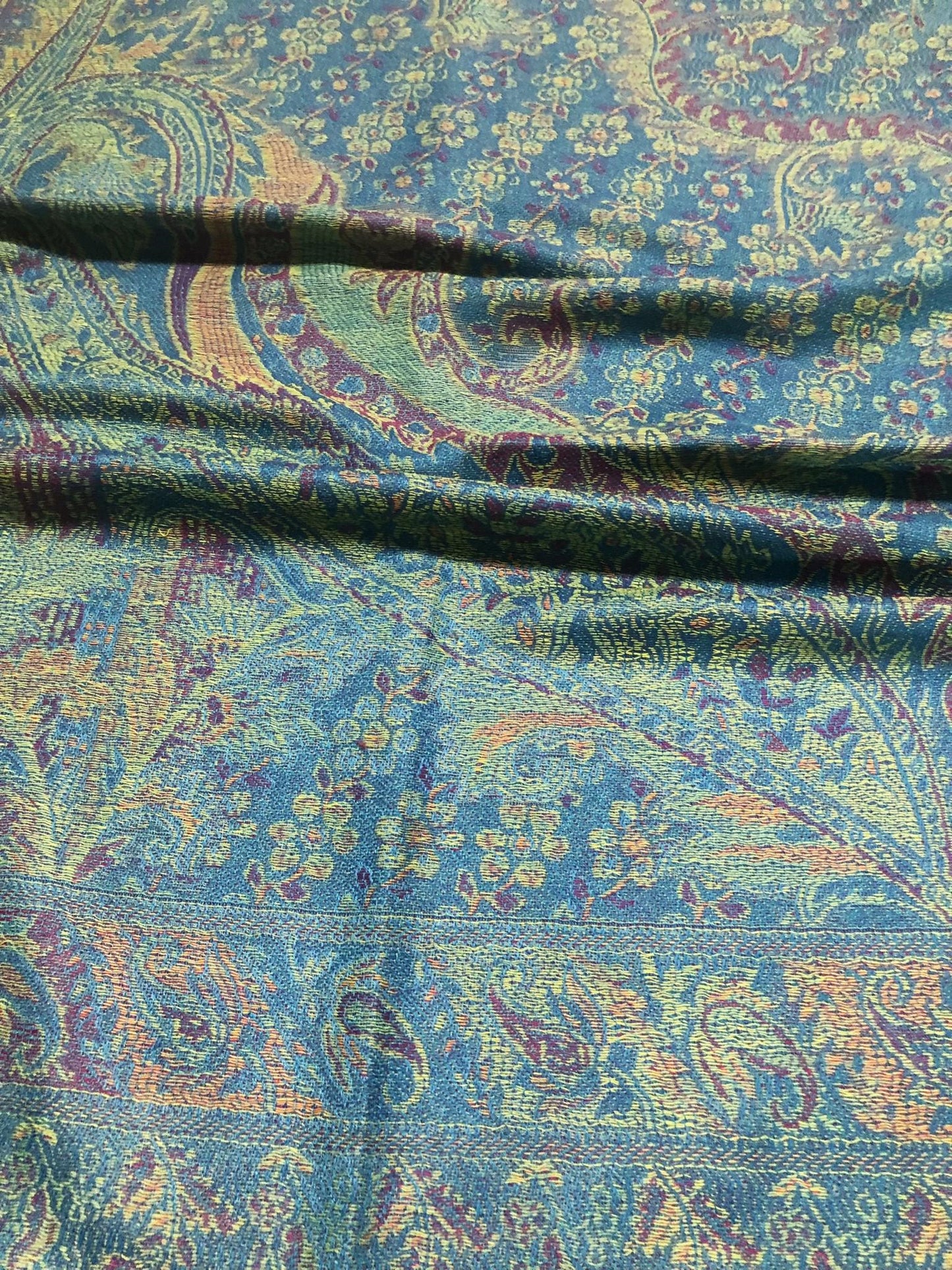 Green And Blue Pashmina Scarf Nature Wedding