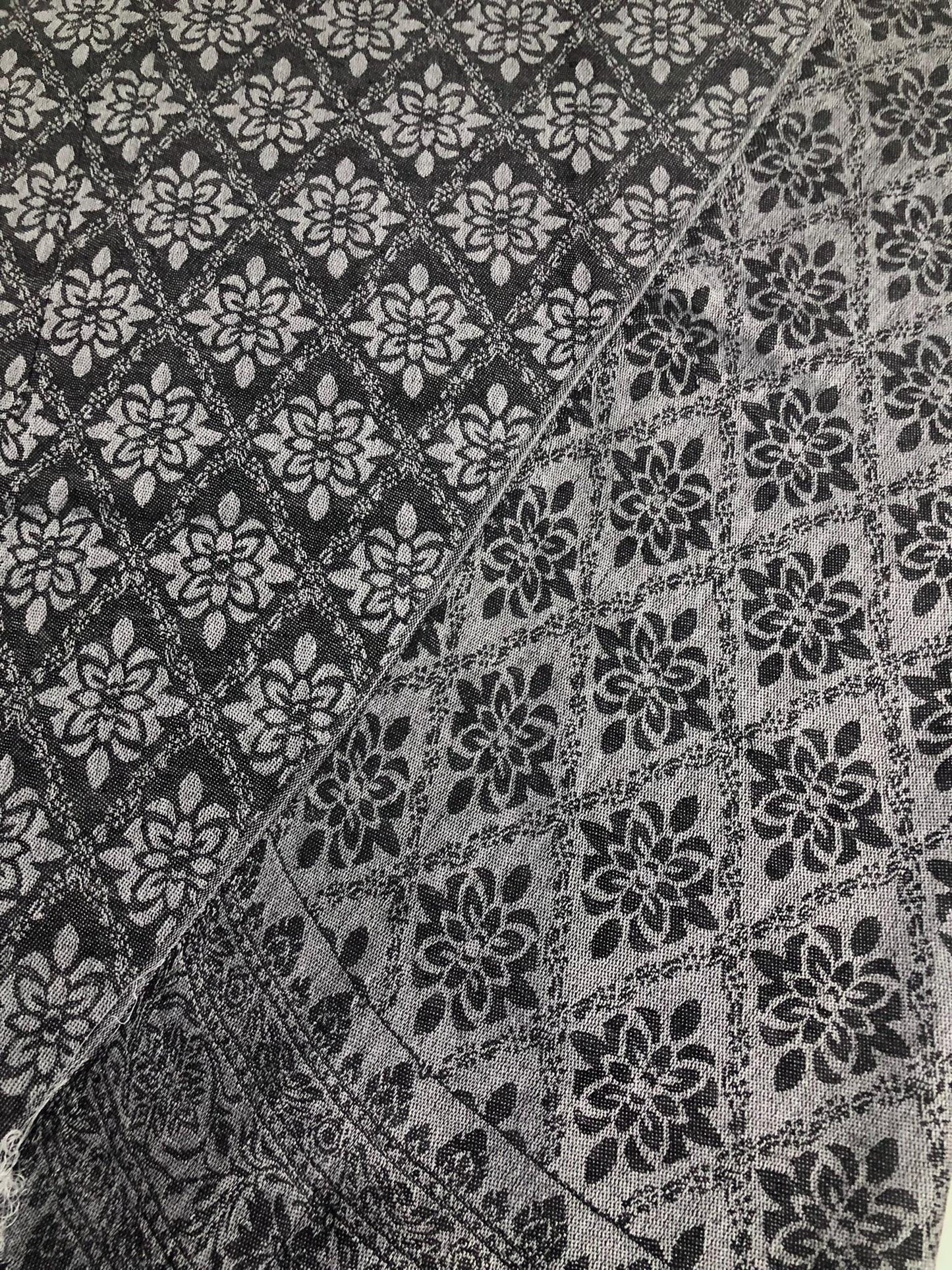 Black Gray Polyester Scarf Casual Wraps And