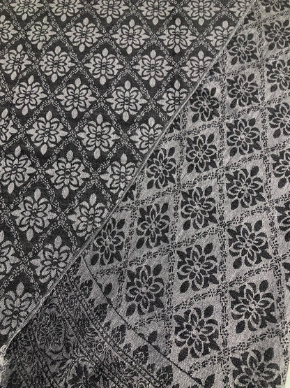 Black Gray Polyester Scarf Casual Wraps And