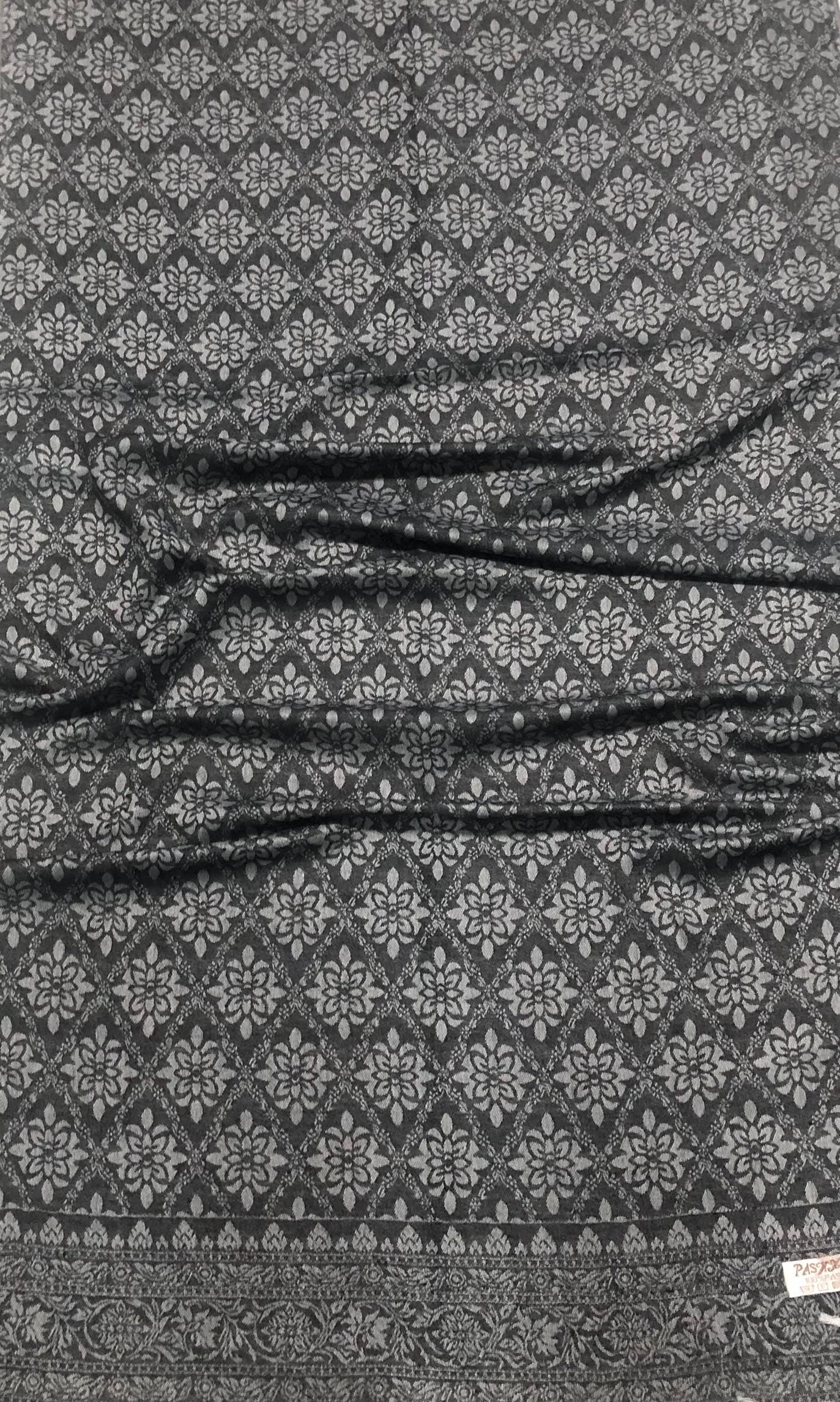 Black Gray Polyester Scarf Casual Wraps And