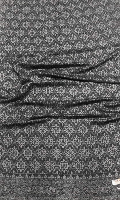 Black Gray Polyester Scarf Casual Wraps And
