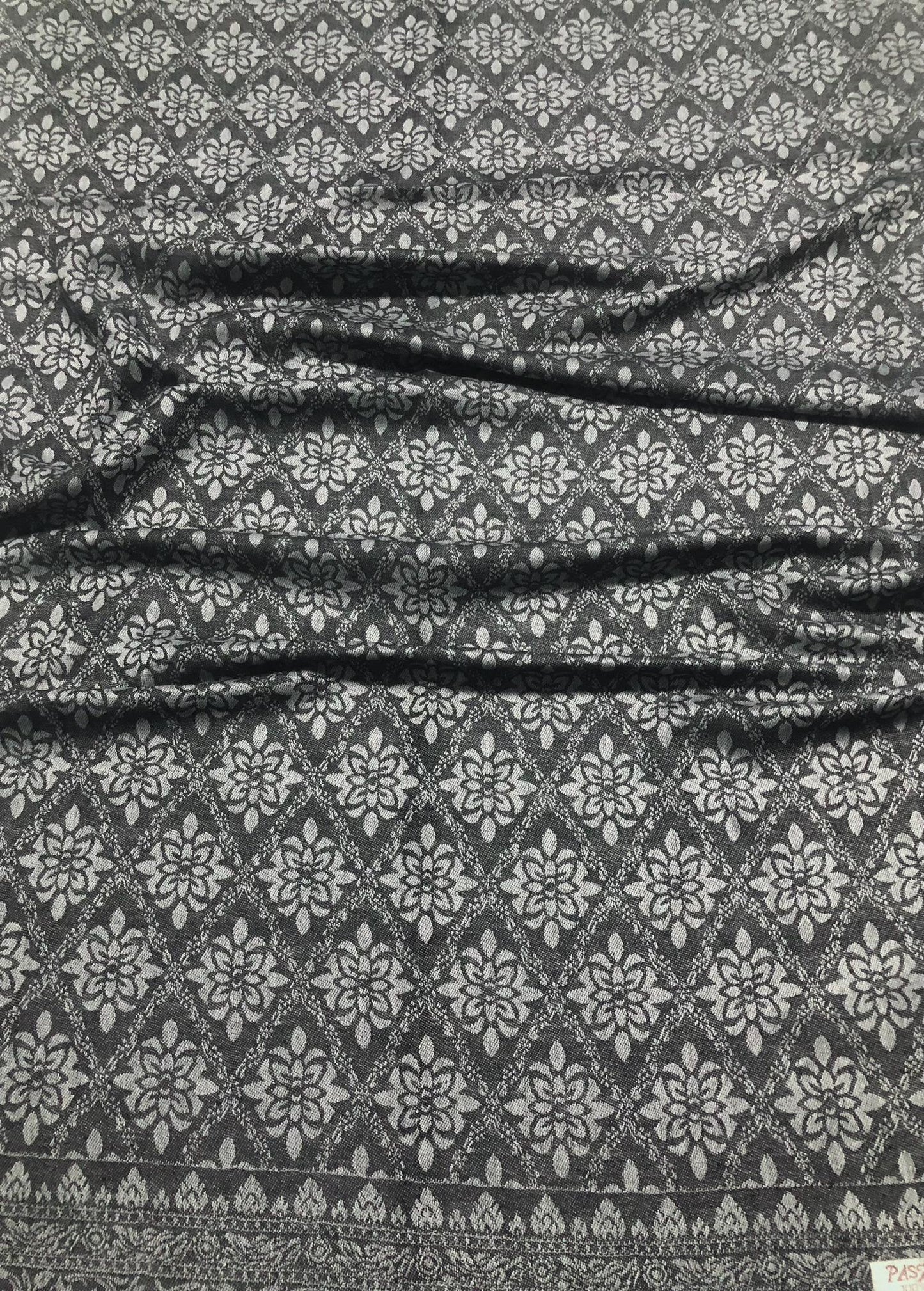 Black Gray Polyester Scarf Casual Wraps And