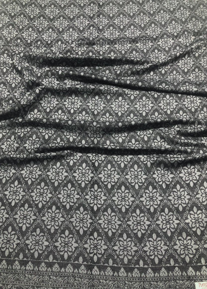 Black Gray Polyester Scarf Casual Wraps And