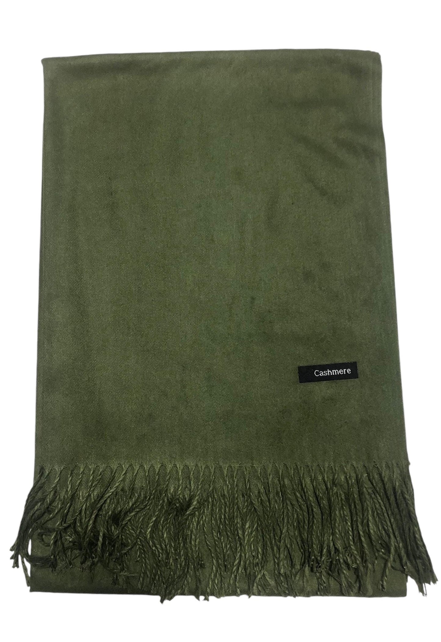 Green Military Cashmere Scarf Hair Wrap Natural