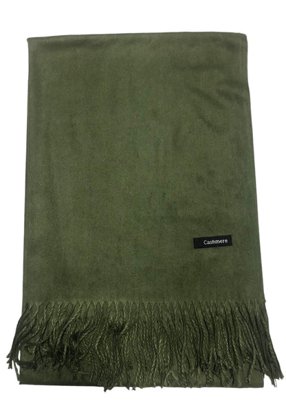 Green Military Cashmere Scarf Hair Wrap Natural