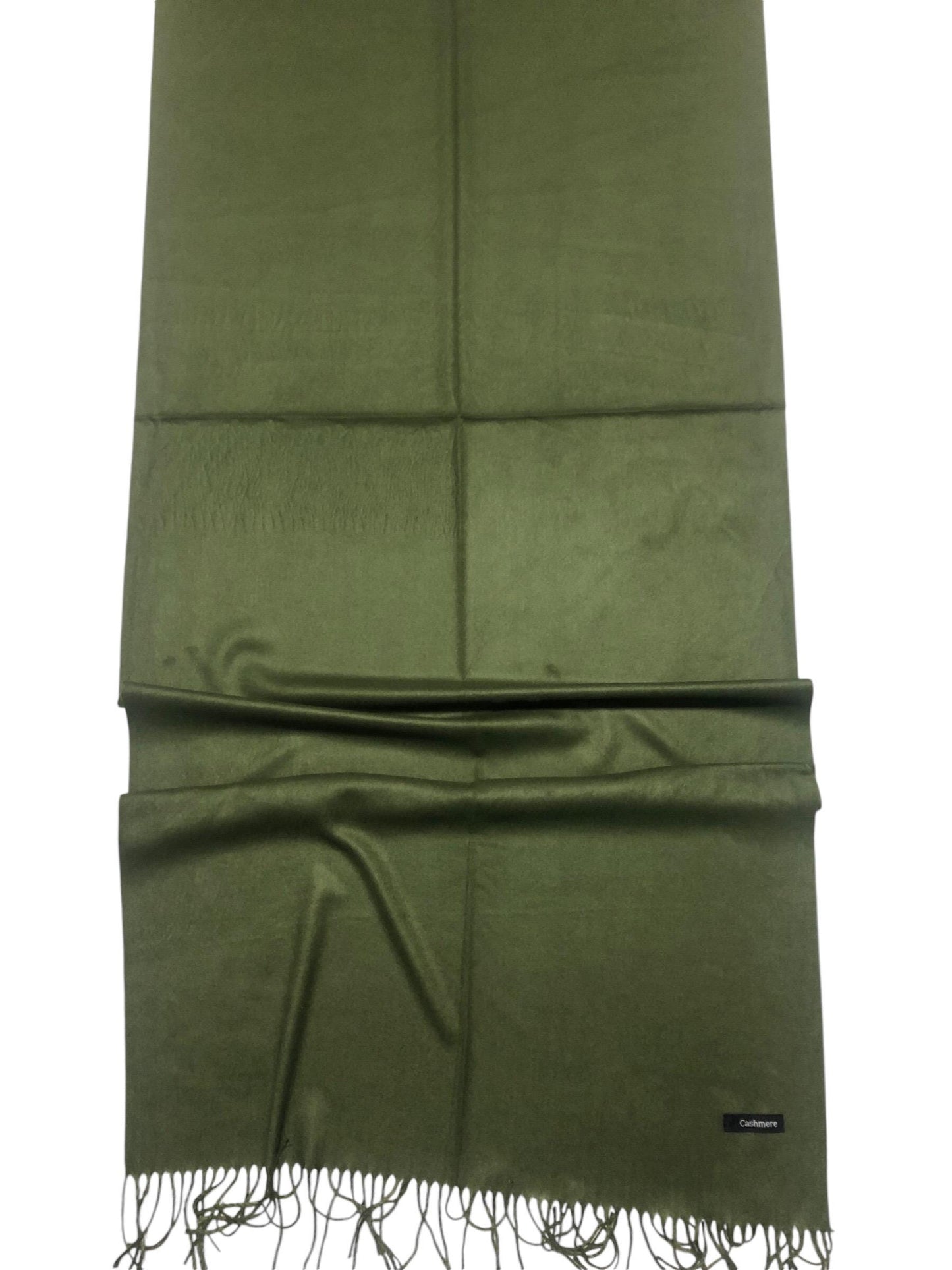 Green Military Cashmere Scarf Hair Wrap Natural