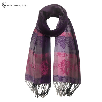 Purple And Pink Pashmina Scarf Ethnic Paisley