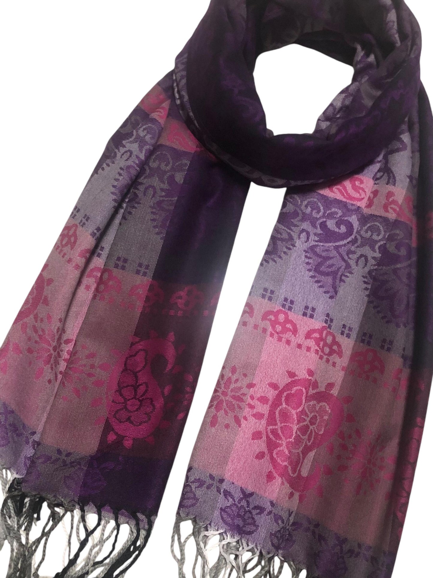 Purple And Pink Pashmina Scarf Ethnic Paisley