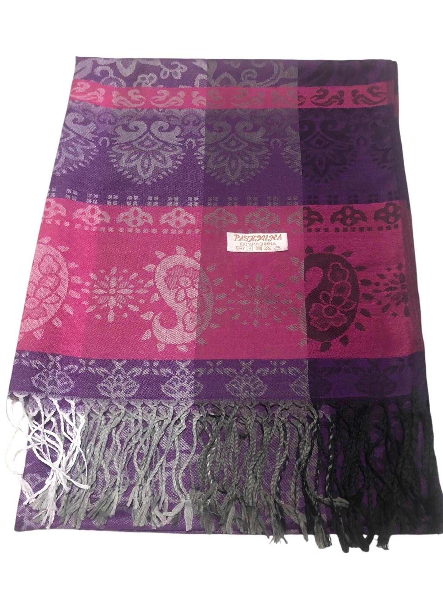 Purple And Pink Pashmina Scarf Ethnic Paisley