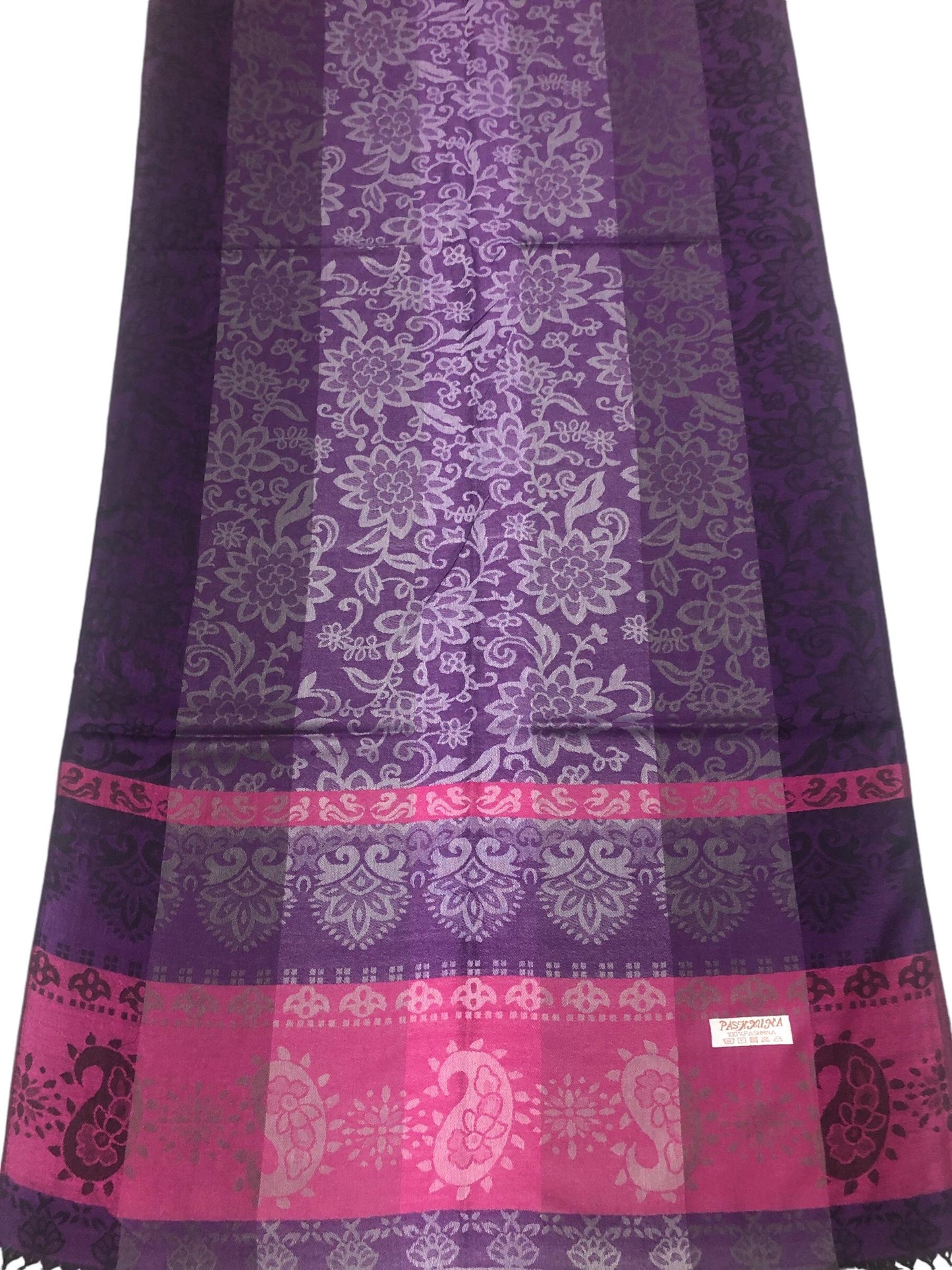 Purple And Pink Pashmina Scarf Ethnic Paisley