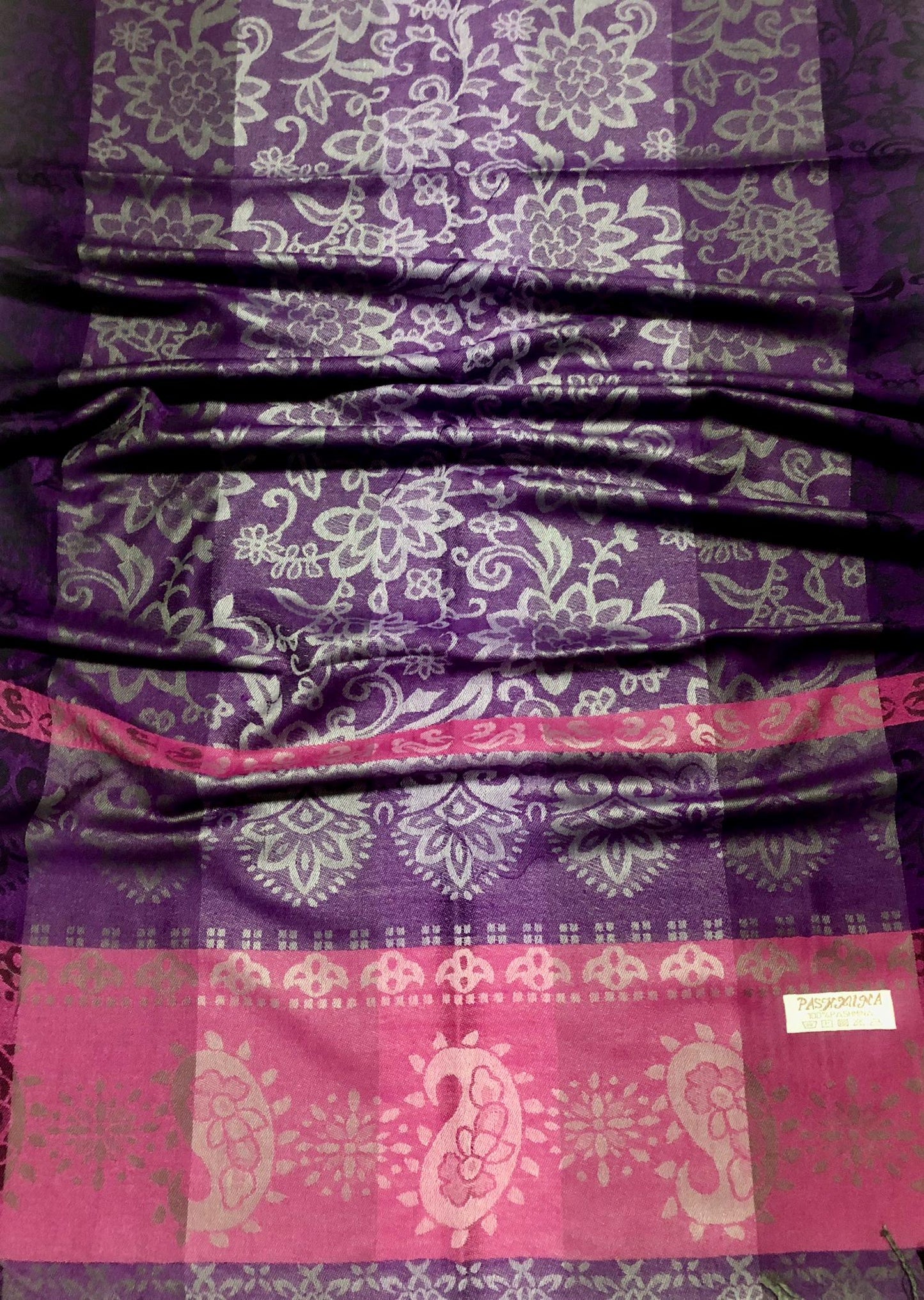 Purple And Pink Pashmina Scarf Ethnic Paisley