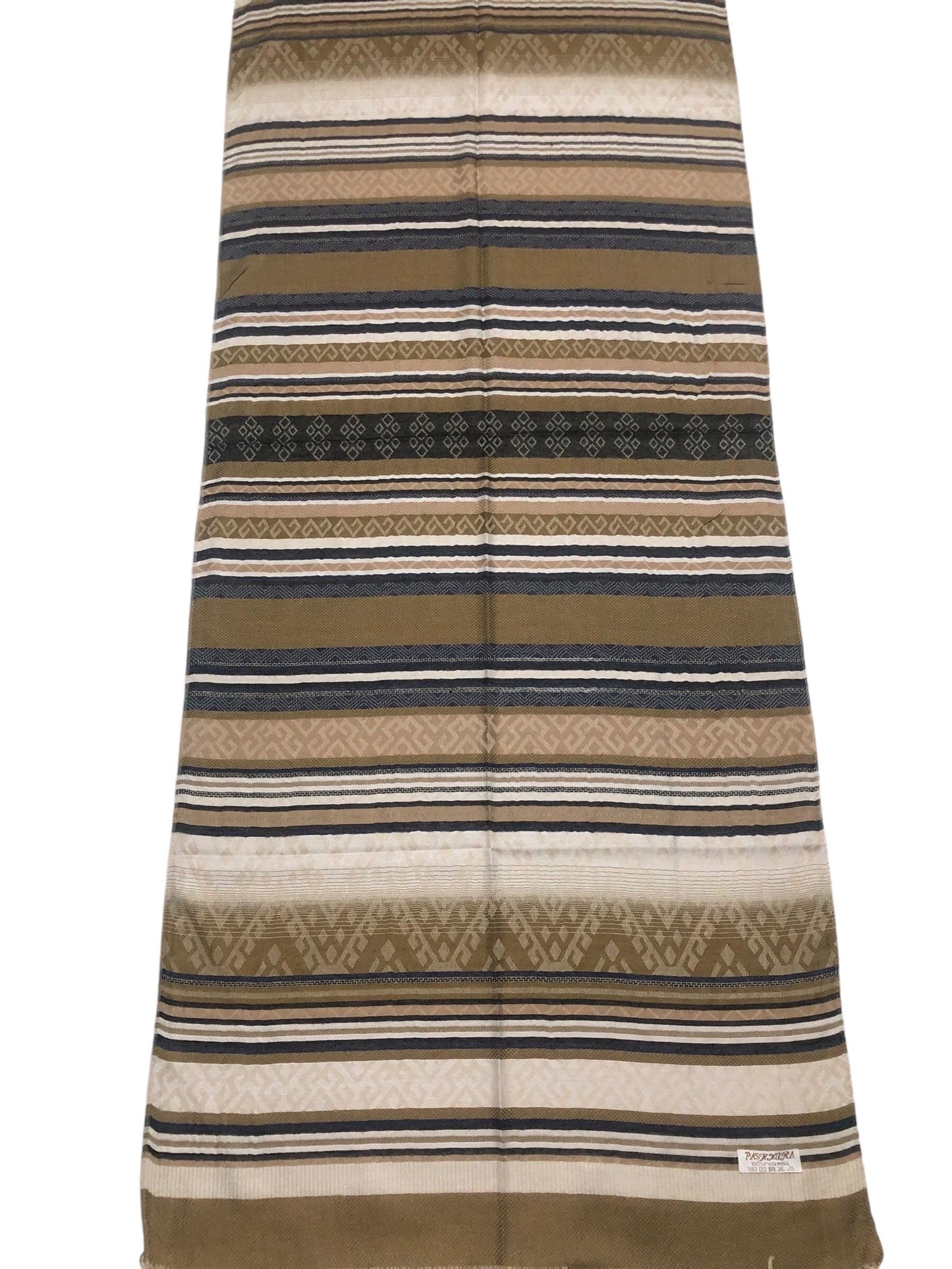 Sand Tribal Pashmina Brown Scarf Striped Pattern