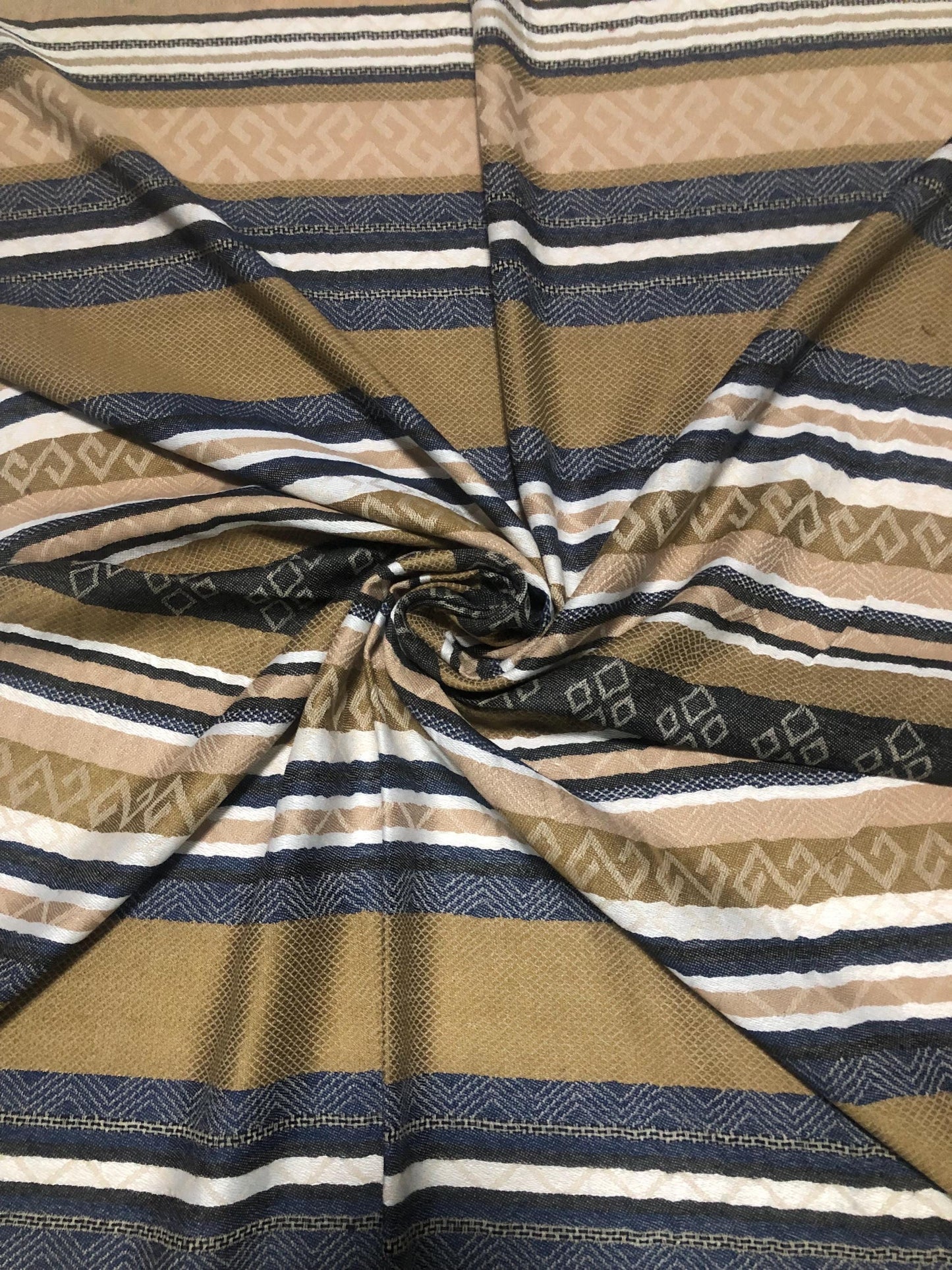 Sand Tribal Pashmina Brown Scarf Striped Pattern