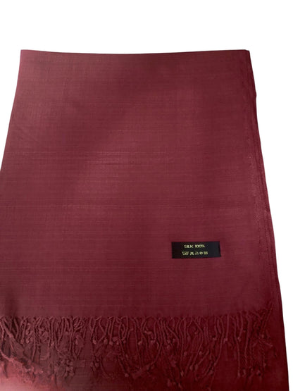 Burgundy Raw Thai Silk Scarf: Touch