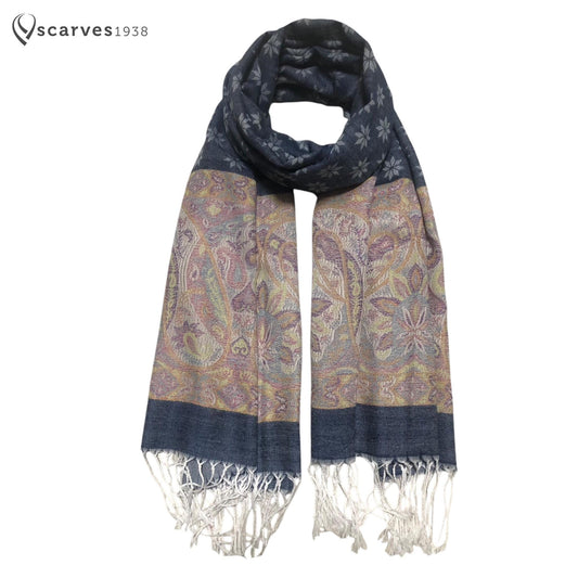 Dark Reversible Pashmina Scarf Christmas Wedding Stole
