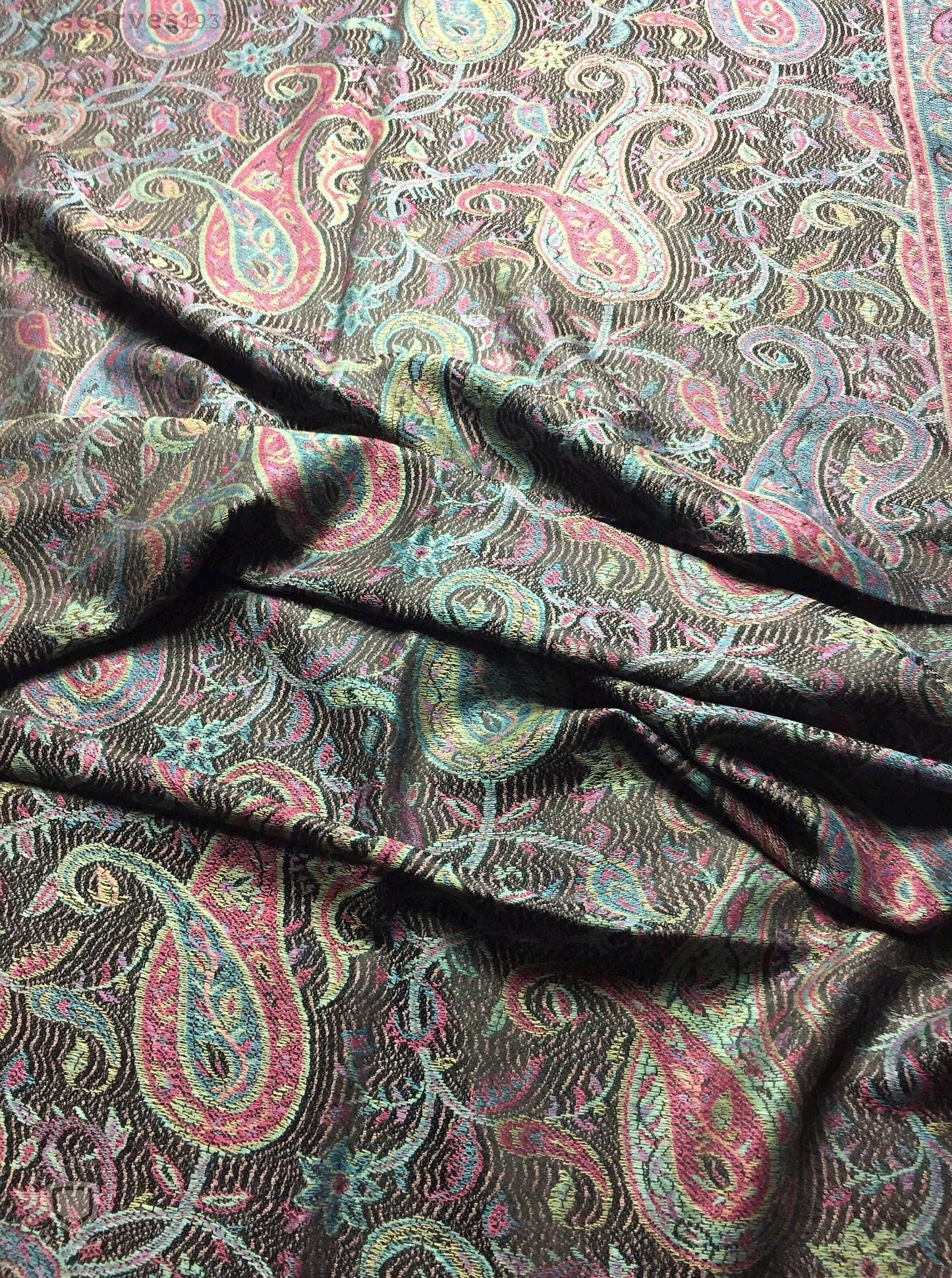 Pashmina Scarf Paisley Black Cashmere Wrap