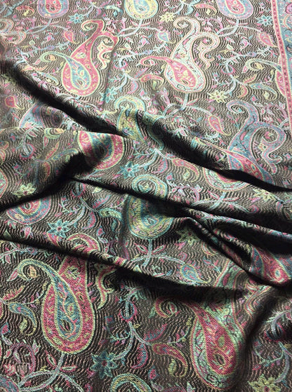Pashmina Scarf Paisley Black Cashmere Wrap