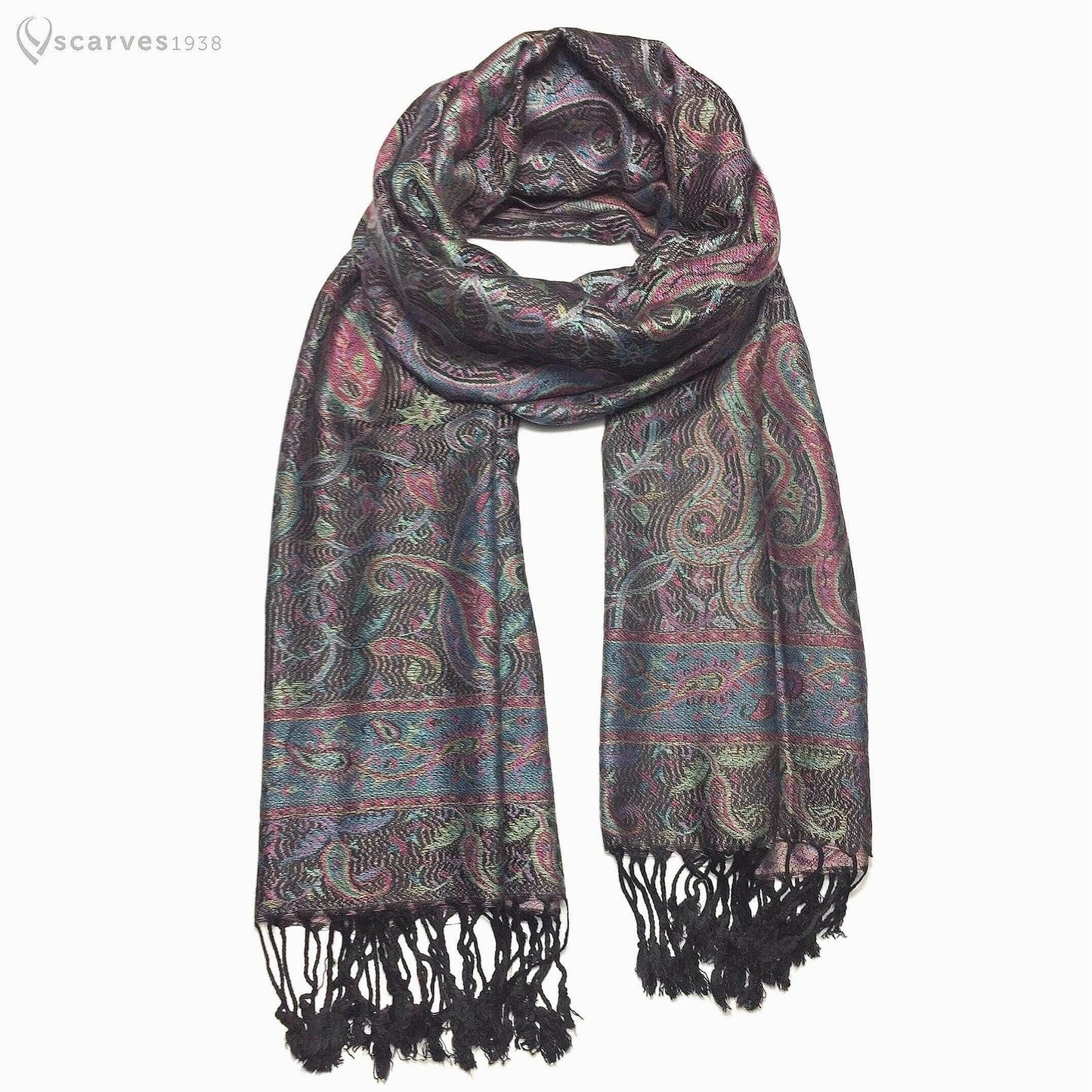Pashmina Scarf Paisley Black Cashmere Wrap