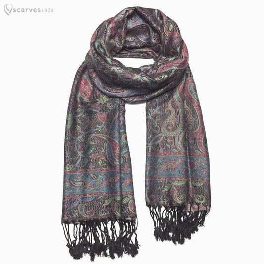 Pashmina Scarf Paisley Black Cashmere Wrap