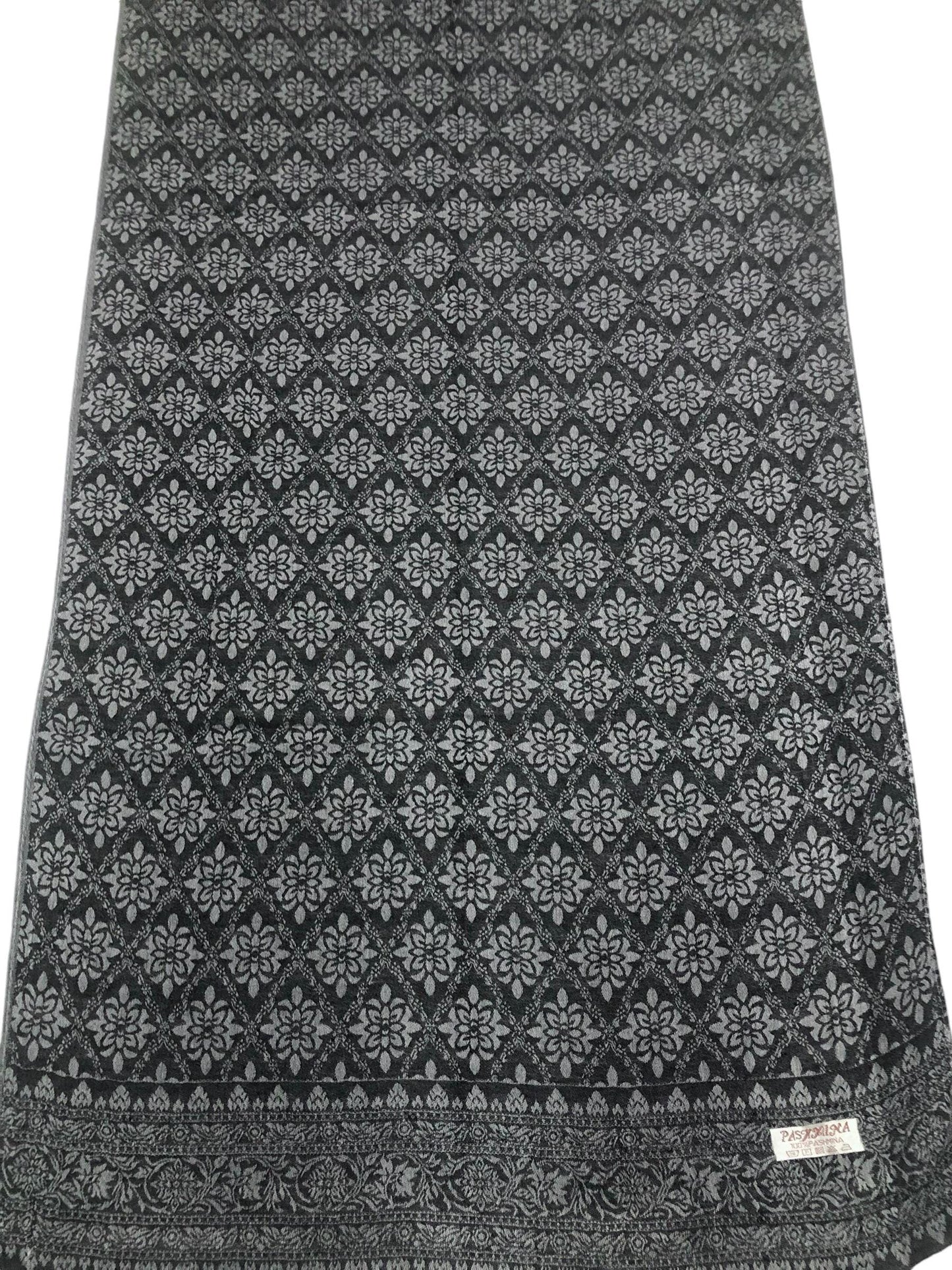 Black Gray Polyester Scarf Casual Wraps And