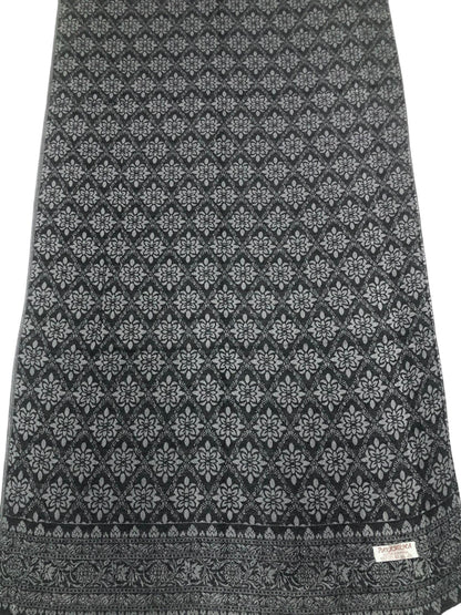 Black Gray Polyester Scarf Casual Wraps And