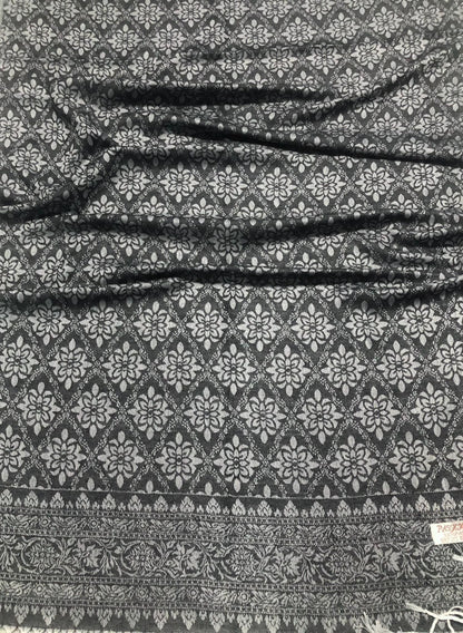 Black Gray Polyester Scarf Casual Wraps And