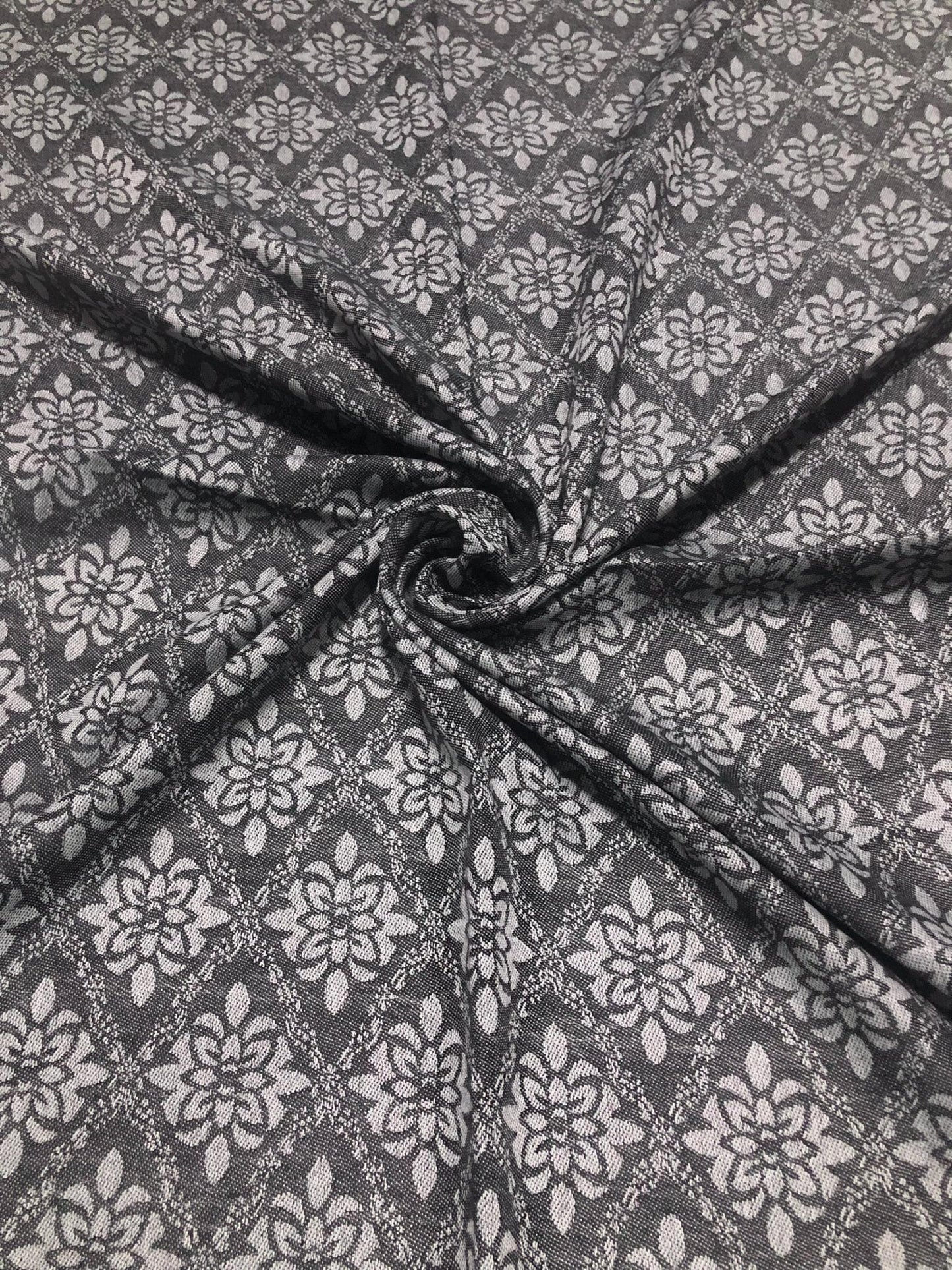 Black Gray Polyester Scarf Casual Wraps And