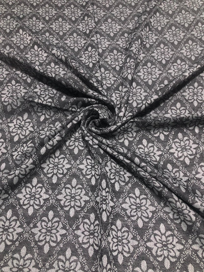 Black Gray Polyester Scarf Casual Wraps And