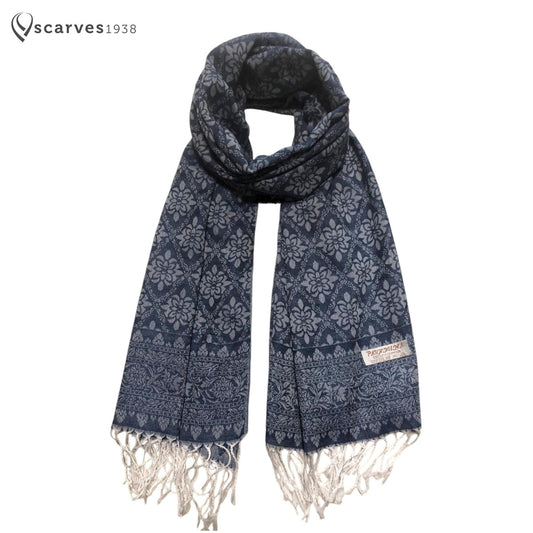 Blue Gray Polyester Scarf Casual Wraps Turban