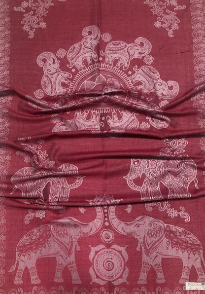 Burgundy Pashmina Elephant Scarf Thailand Tribal Turban