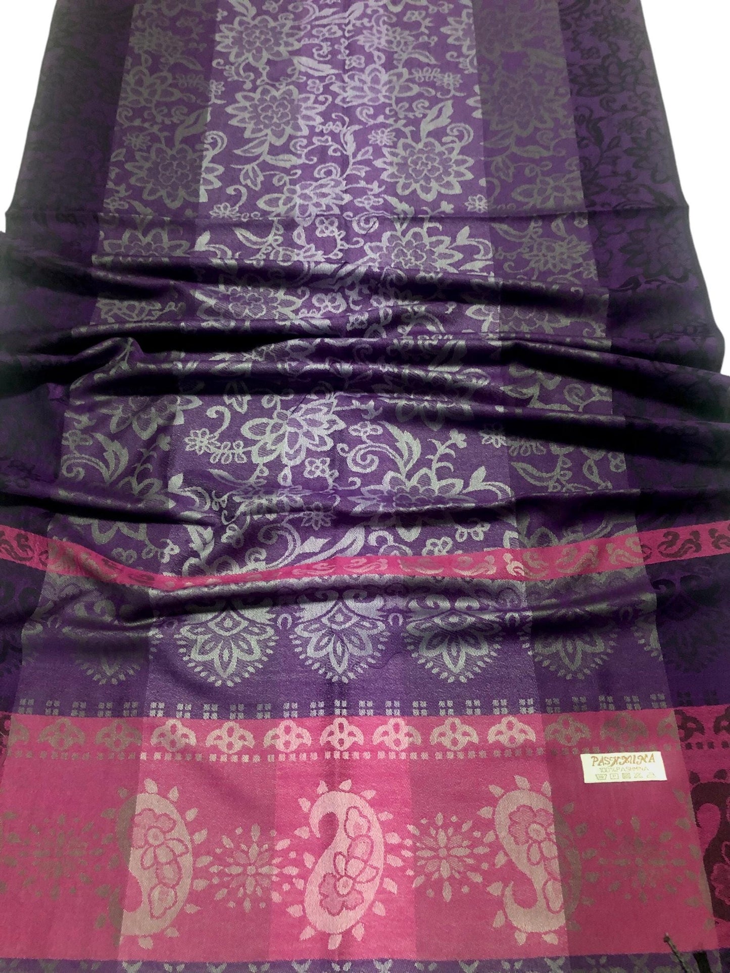 Purple And Pink Pashmina Scarf Ethnic Paisley