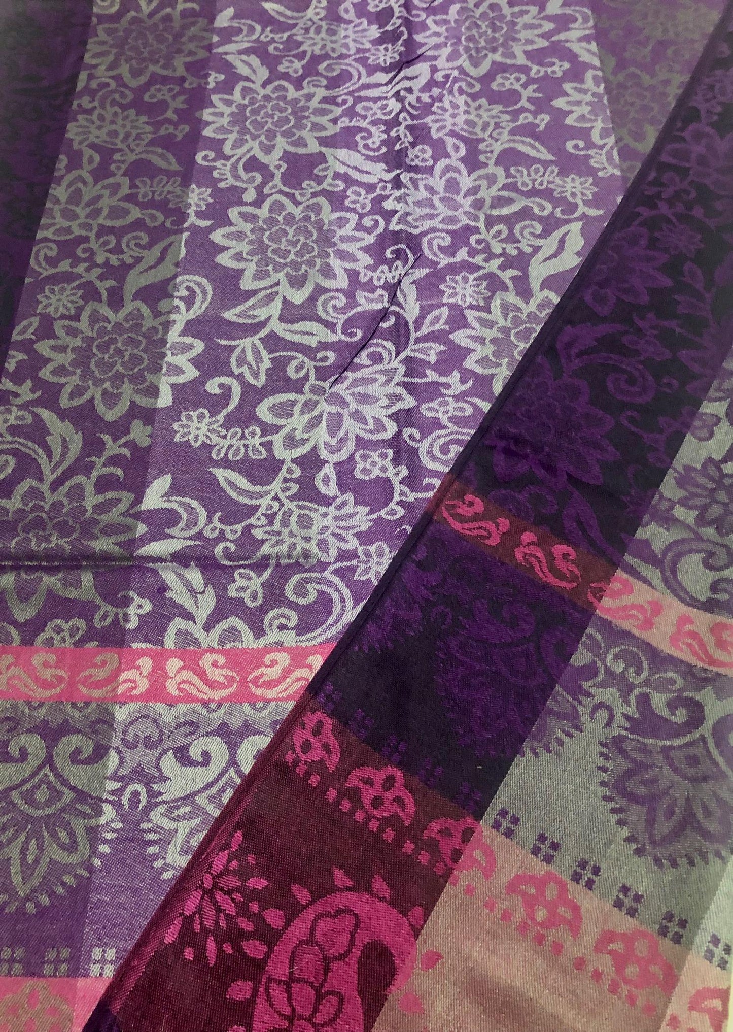 Purple And Pink Pashmina Scarf Ethnic Paisley