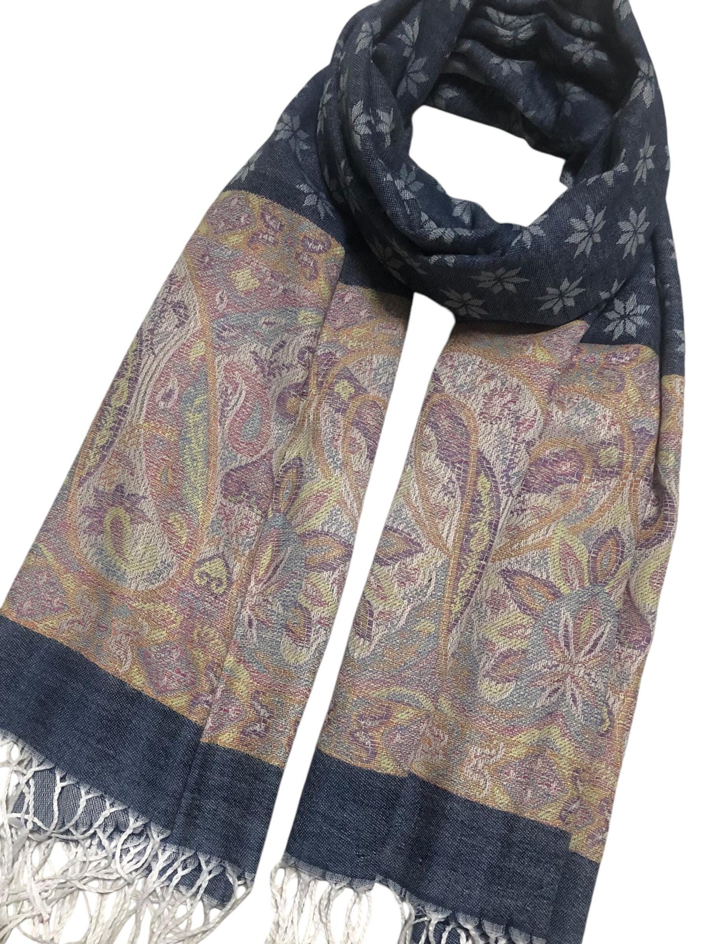 Dark Reversible Pashmina Scarf Christmas Wedding Stole