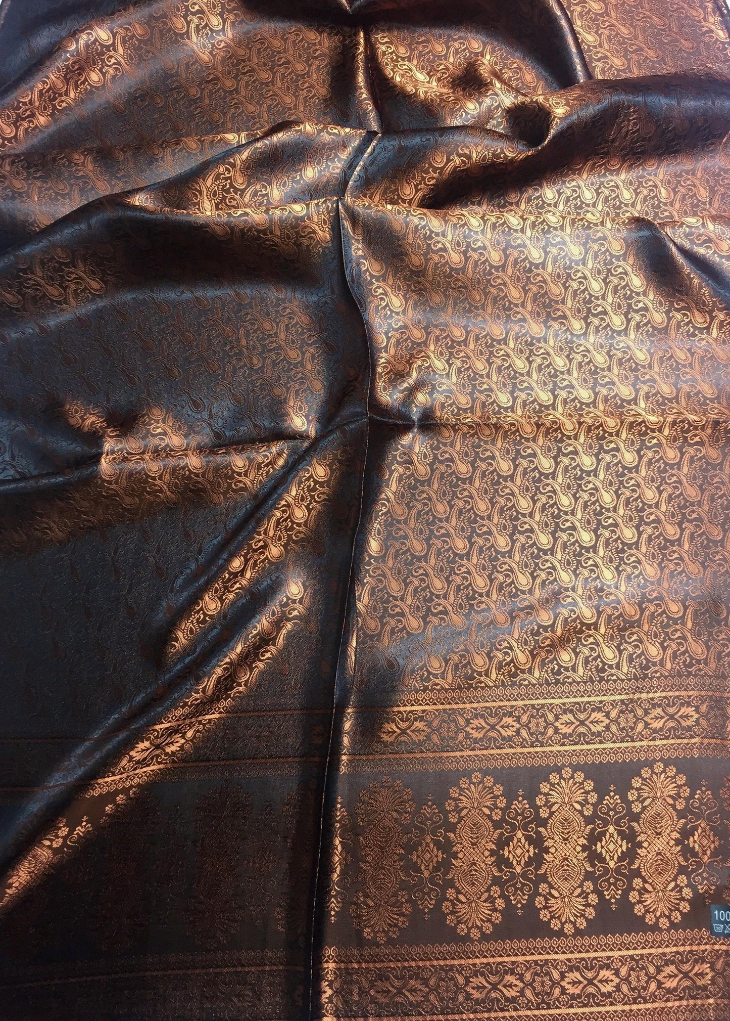 Copper Silk Scarf For Her Reversible Paisley